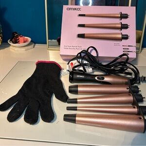 amika Rose Gold Curling Iron Set with Black Accents